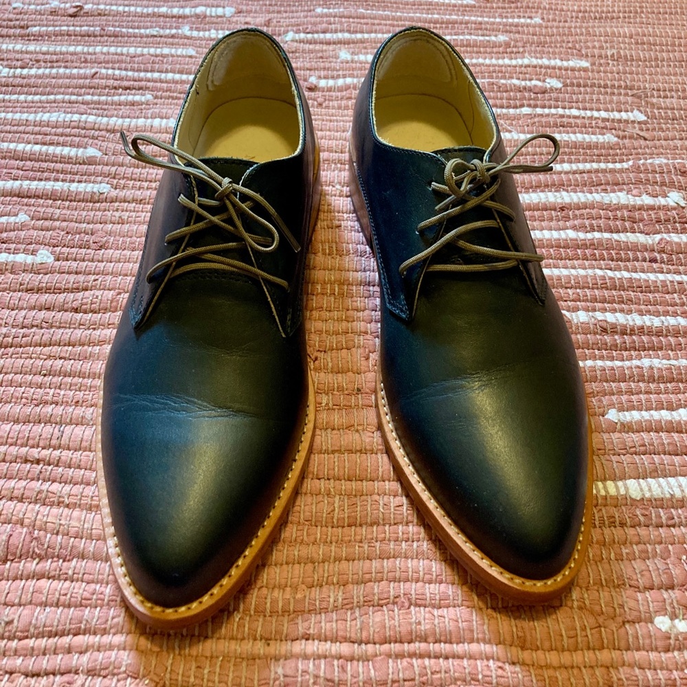 Nisolo James almond toe oxfords in black